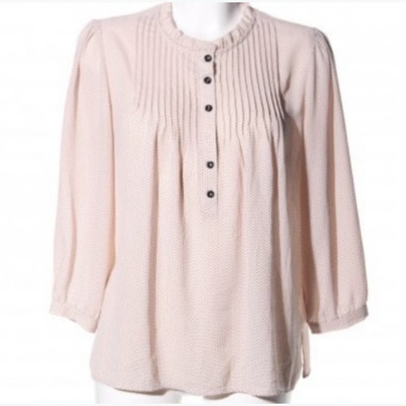 Tops - Woman’s Blouse. Size large. Blush with black polka dots.